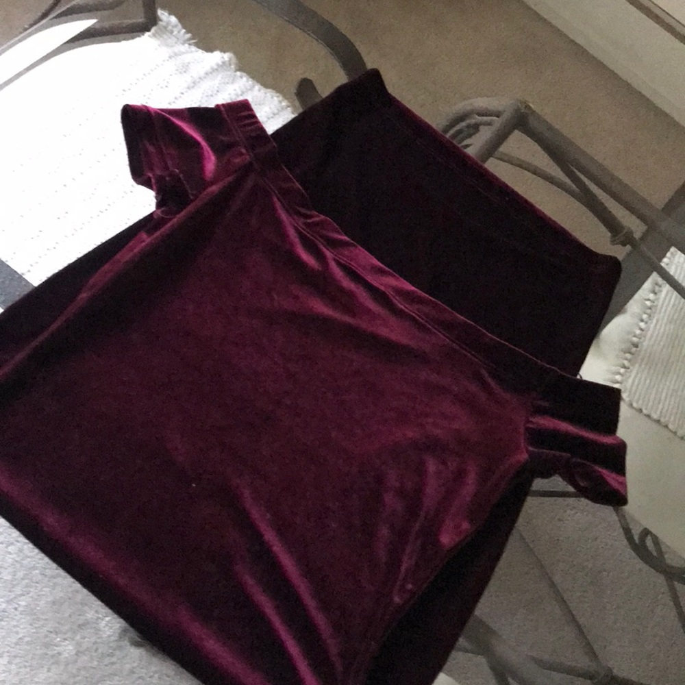 Cranberry Velvet Off the Shoulder Dress